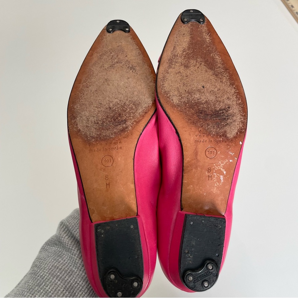Evan Picone VTG Leather Cap Toe Pink Ballet Flats Womens 8 Fairy Old Money - Picture 7 of 13